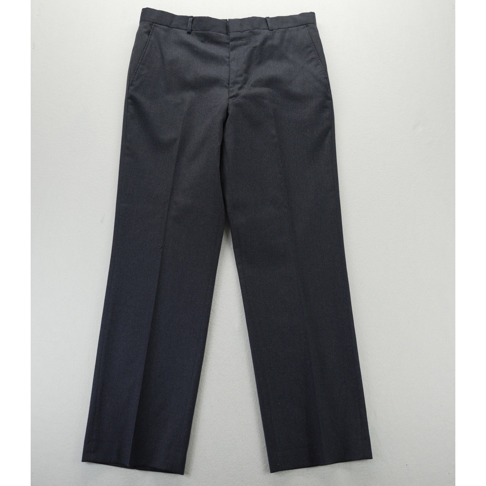 LL Bean Vintage Mens 35 Wool Dress Pants Navy Straight Leg Made in USA‎ Charcoal